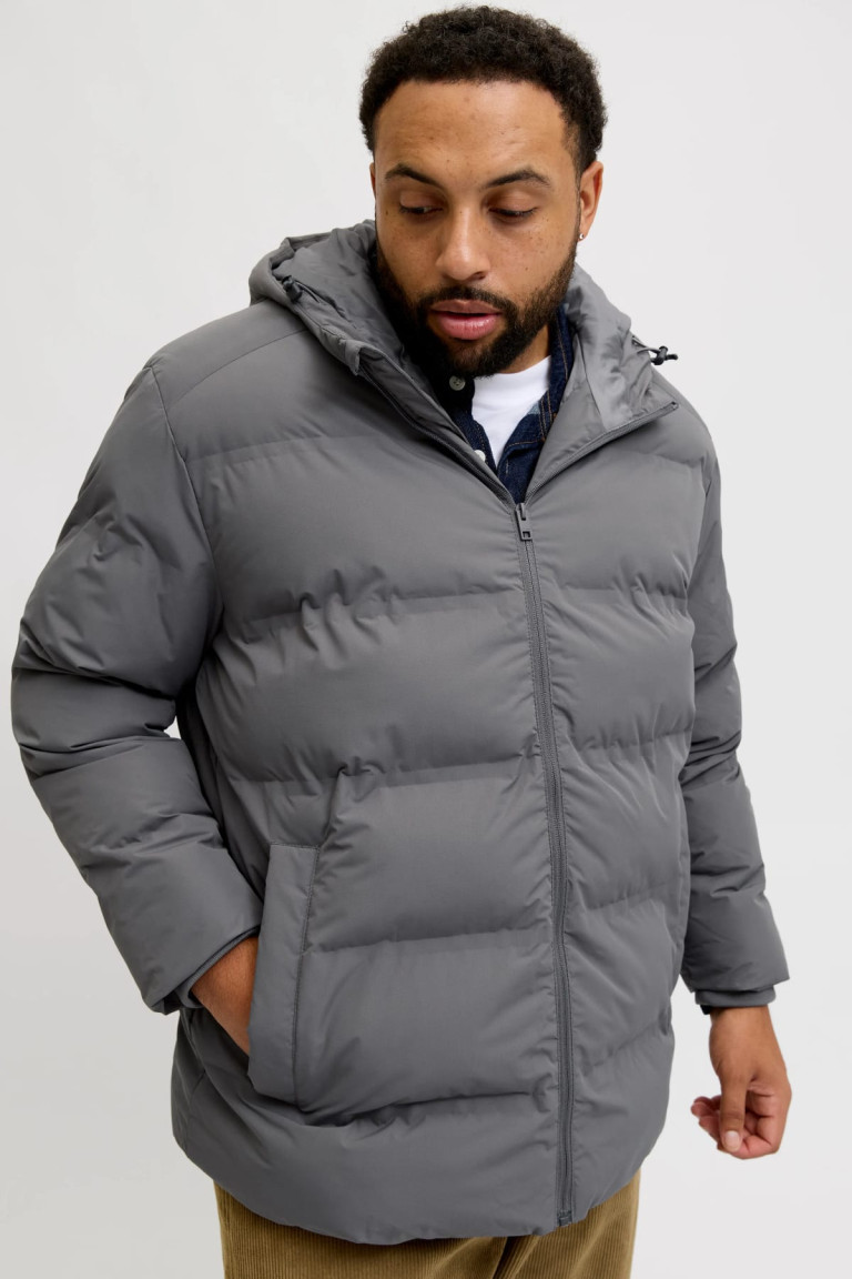 Пуховик Jack&Jones сірий великого розміру