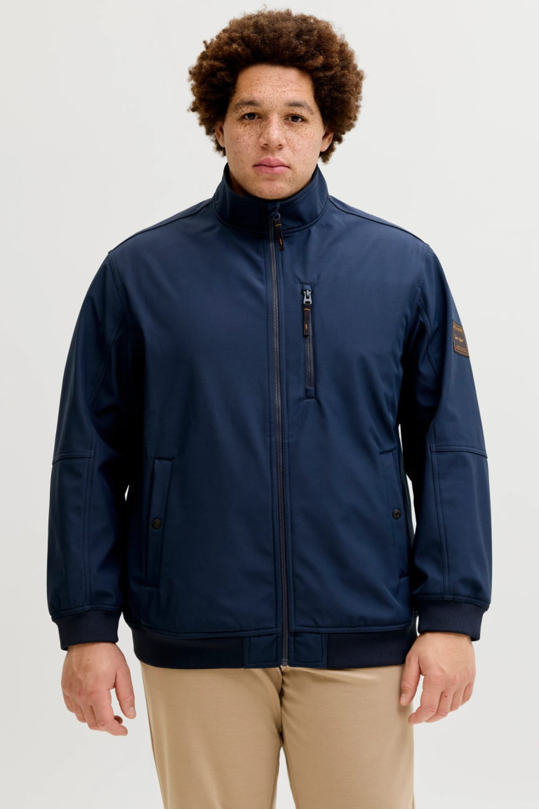 Куртка великого розміру з високим коміром-стійкою Jack&Jones, синя