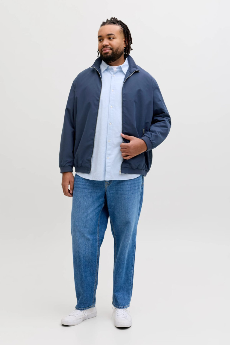 Куртка великого розміру з високим коміром і ребристими манжетами Jack&Jones, синя
