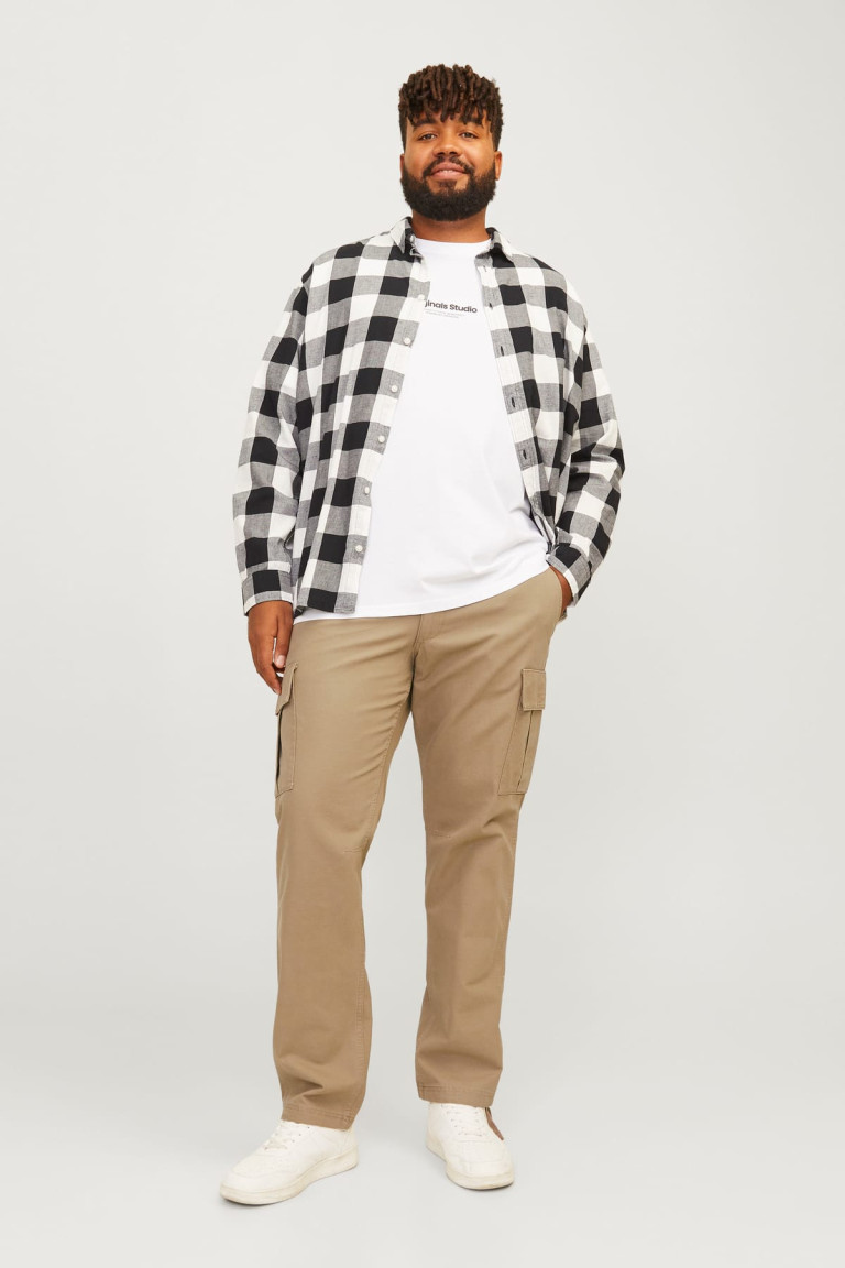 Штани карго Jack&Jones бежеві великого розміру