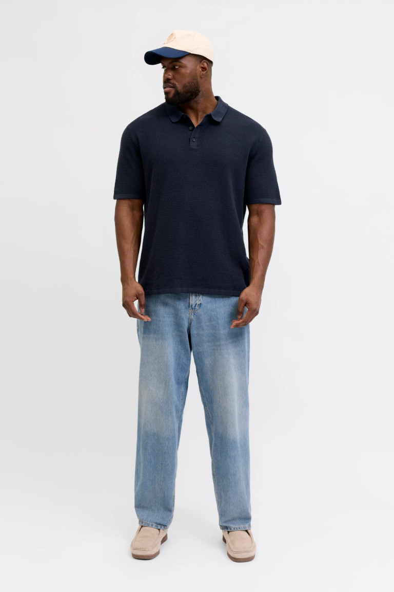 Футболка поло великого розміру Relaxed Fit Jack&Jones, темно-синя
