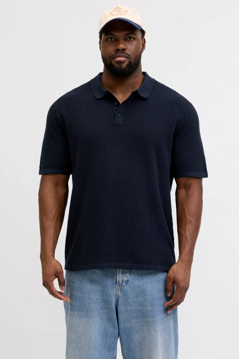 Футболка поло великого розміру Relaxed Fit Jack&Jones, темно-синя