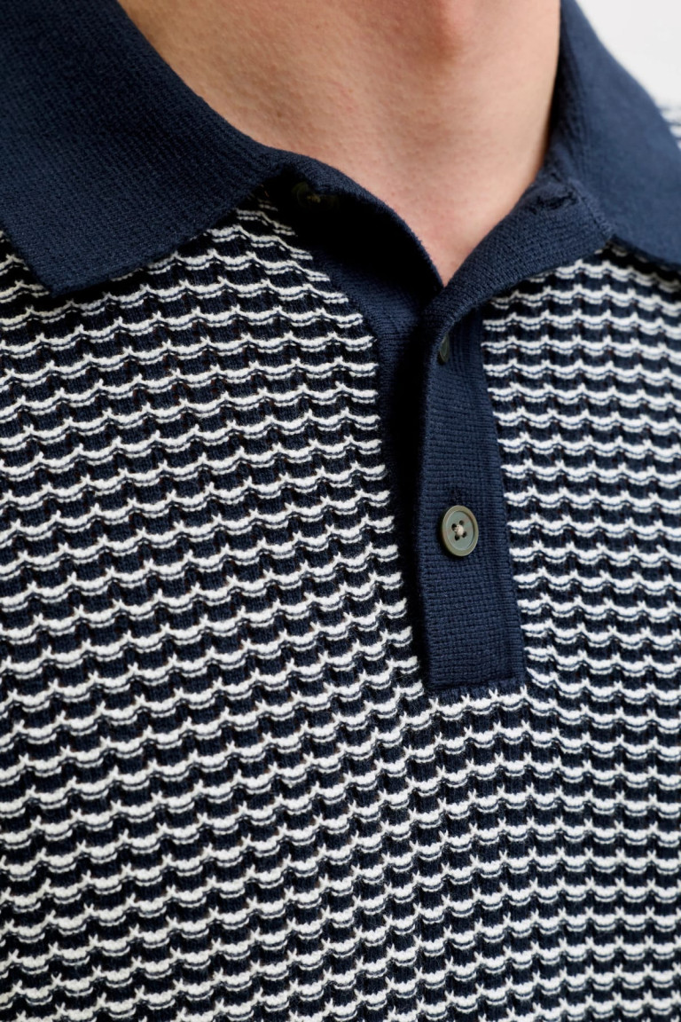 Футболка поло великого розміру Knit Regular Fit Jack&Jones, темно-синя
