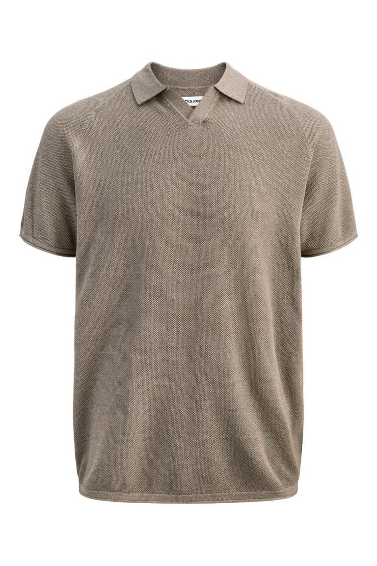 Футболка поло великого розміру Knit Fit Jack&Jones бежева