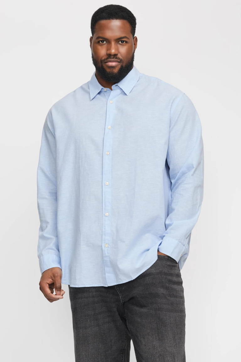 Сорочка JJEBREEZE Jack&Jones блакитна великого розміру