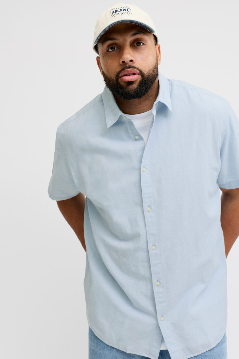 Сорочка Regular Fit Jack & Jones блакитна великого розміру