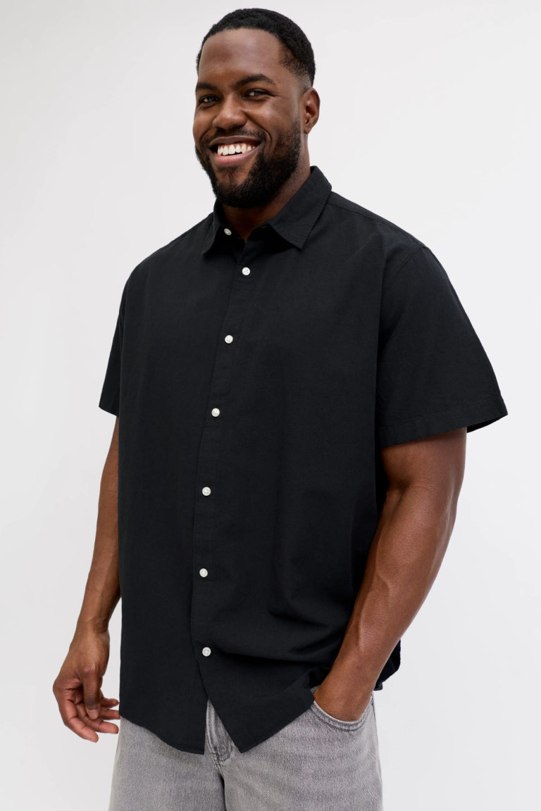 Сорочка Regular Fit Jack & Jones чорна великого розміру