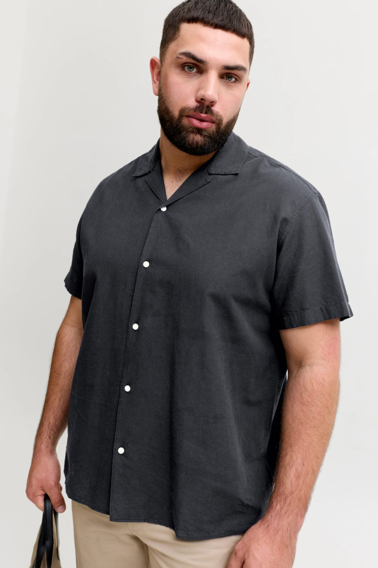 Сорочка Regular Fit Jack & Jones чорна великого розміру