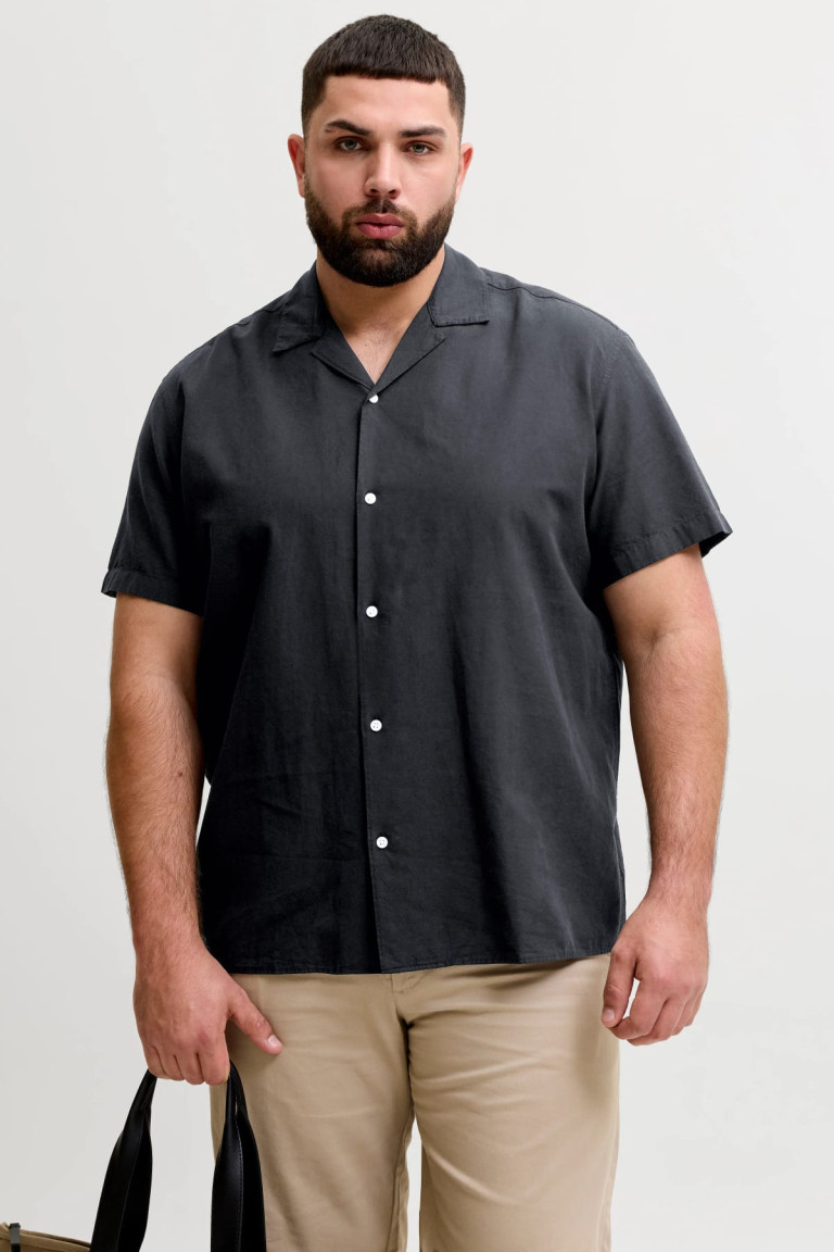Сорочка Regular Fit Jack & Jones чорна великого розміру