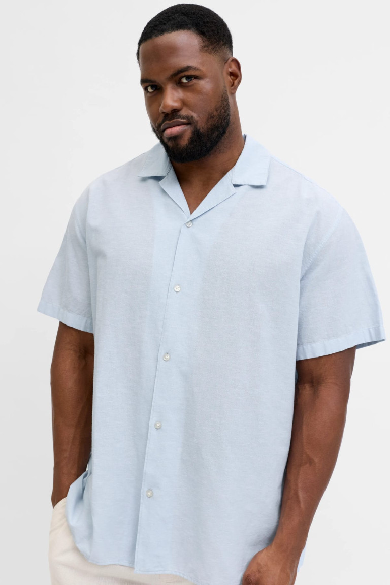 Сорочка Regular Fit Jack & Jones блакитна великого розміру