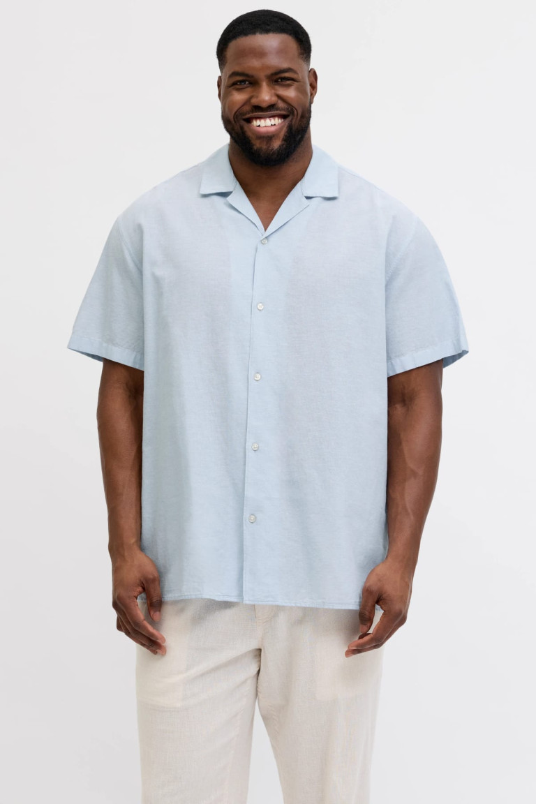 Сорочка Regular Fit Jack & Jones блакитна великого розміру