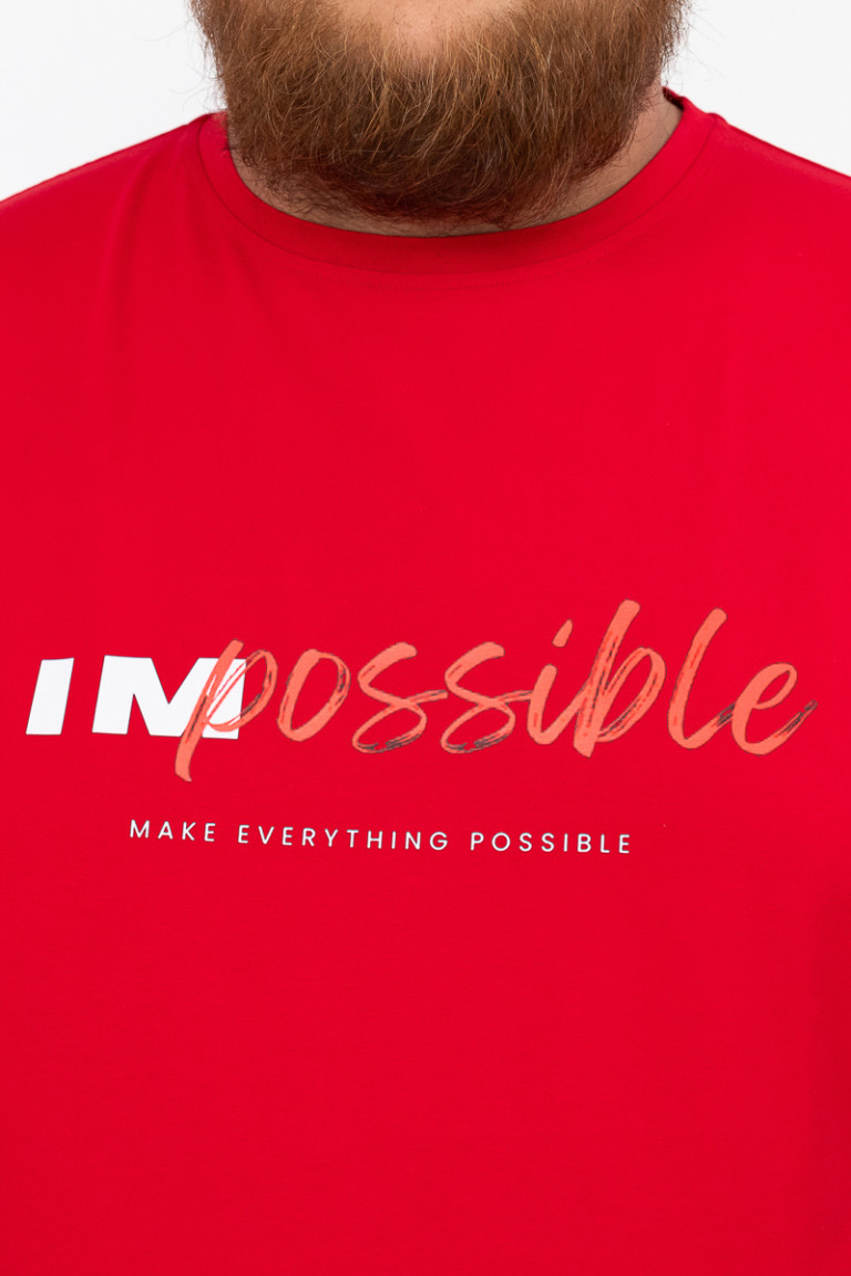 Костюм (футболка та шорти) "IMpossible" великого розміру Big Team, червоний та чорний
