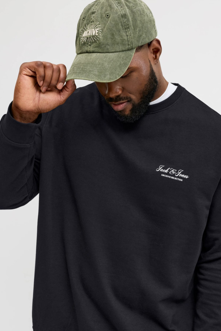 Світшот великого розміру Jack&Jones Archive Selection, чорний