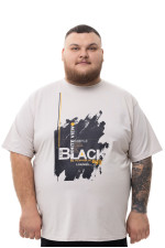 Футболка великого розміру з принтом "Black" Big Team, бежева