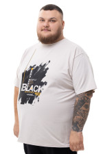 Футболка великого розміру з принтом "Black" Big Team, бежева