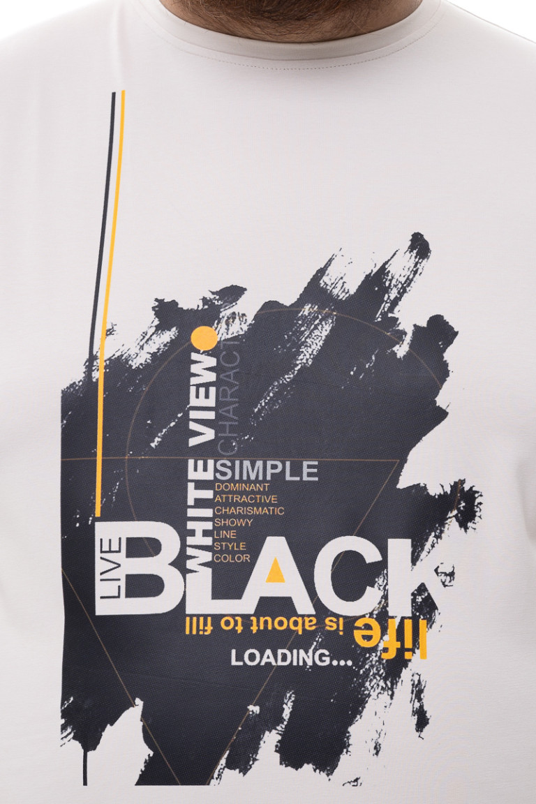 Футболка великого розміру з принтом "Black" Big Team, бежева