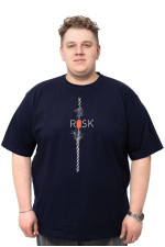 Футболка великого розміру з принтом "Risk" Big Team, темно-синя