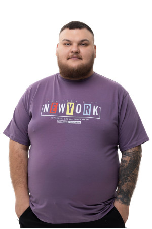 Футболка з принтом "New York" Big Team - бузкова