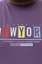 Футболка великого розміру з принтом «New York» Big Team, бузкова