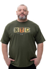 Футболка великого розміру з принтом "NYC" Big Team, колір хакі