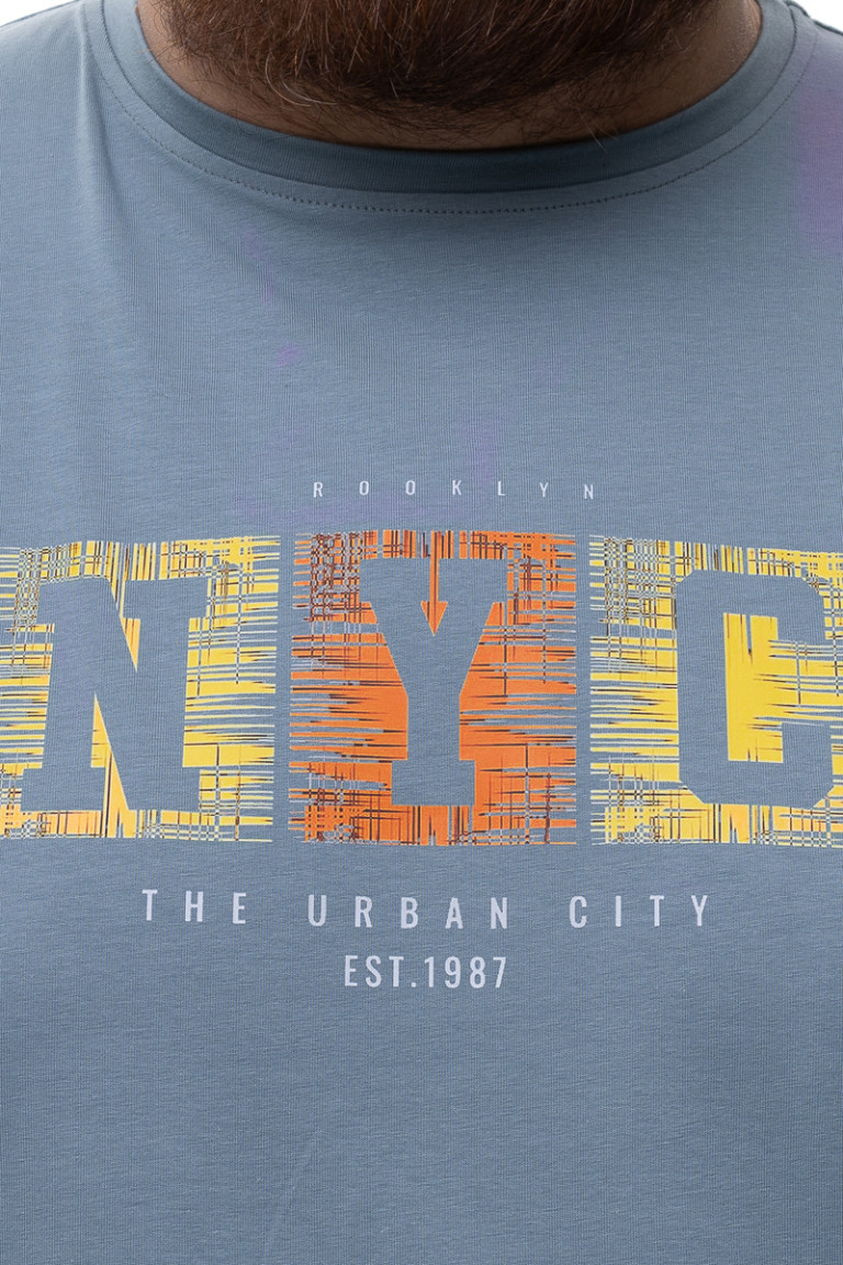 Футболка великого розміру з принтом "NYC" Big Team, колір хакі