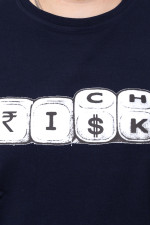 Футболка великого розміру з манжетою та принтом Rich Risk Big Team, темно-синя