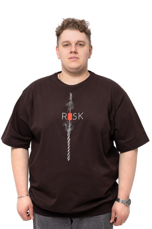Футболка з манжетою та принтом "Risk" Big Team - коричнева