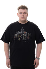 Футболка великого розміру з принтом "Night City" Big Team, колір чорний
