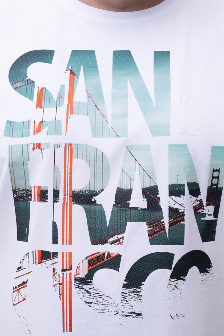 Футболка великого розміру з принтом "San Francisco" Big Team, колір білий