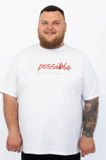 Футболка великого розміру з принтом «IMpossible» Big Team, біла