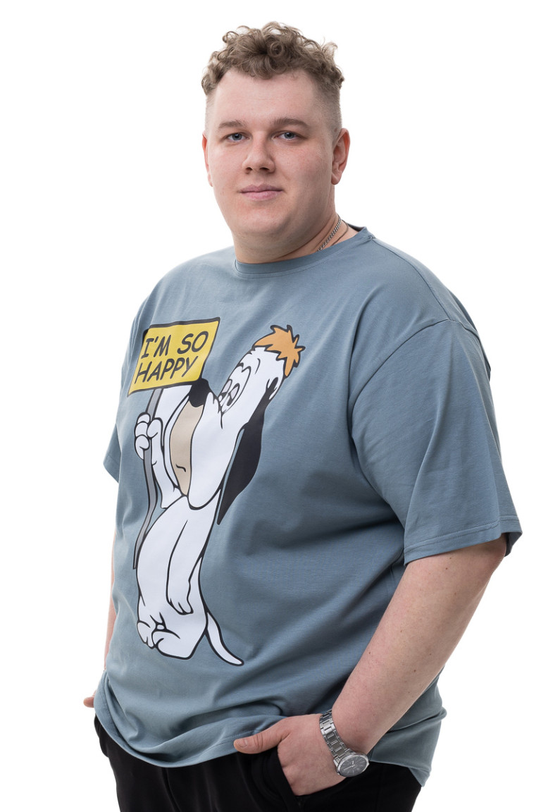 Футболка великого розміру з принтом «Droopy» Big Team, штормове море
