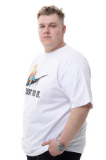Футболка великого розміру з принтом «Космонавт» Big Team, біла
