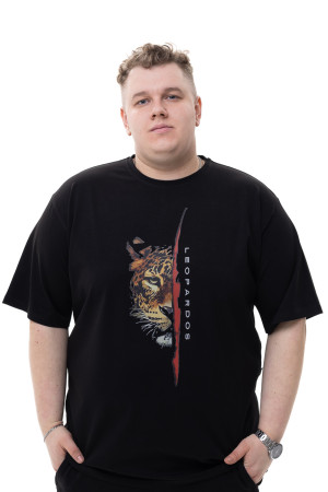 Футболка з принтом "LEOPARDOS" Big Team - чорна