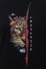 Футболка великого розміру з принтом «LEOPARDOS» Big Team, чорна