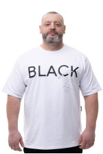 Футболка великого розміру з принтом «BLACK» Big Team, біла