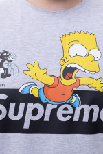 Футболка великого розміру з принтом «Барт SUPREME» Big Team, світло-сіра