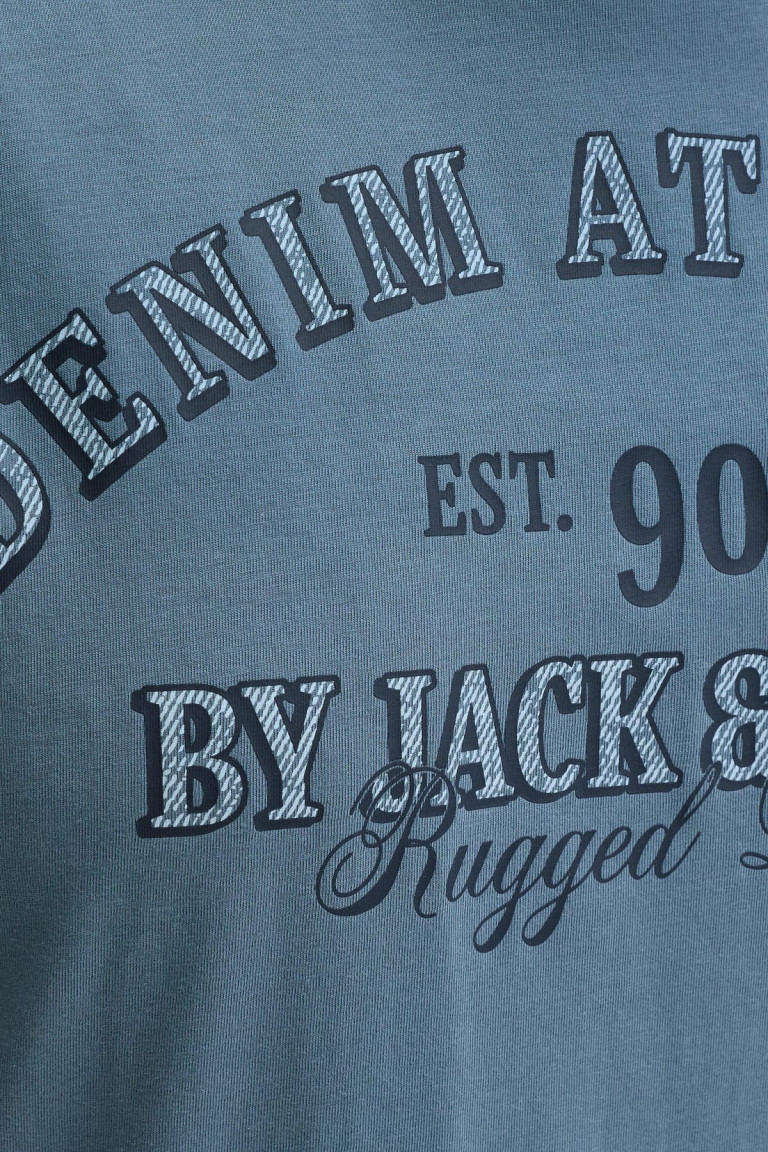 Футболка великого розміру з принтом Jack&Jones сіро-синя
