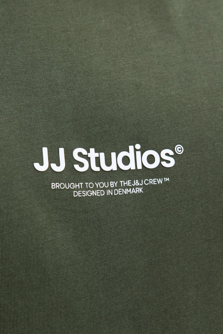 Футболка великого розміру з принтом "JJ Studios" Jack&Jones, хакі