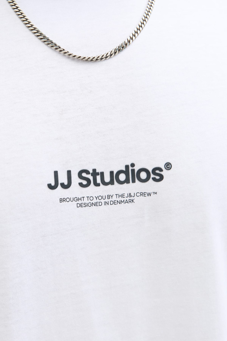 Футболка великого розміру з принтом "JJ Studios" Jack&Jones, біла