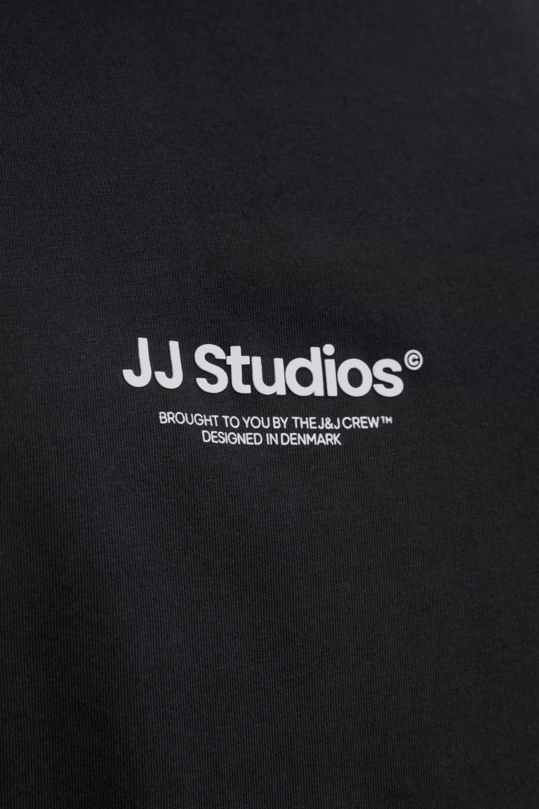 Футболка великого розміру з принтом "JJ Studios" Jack&Jones, чорна