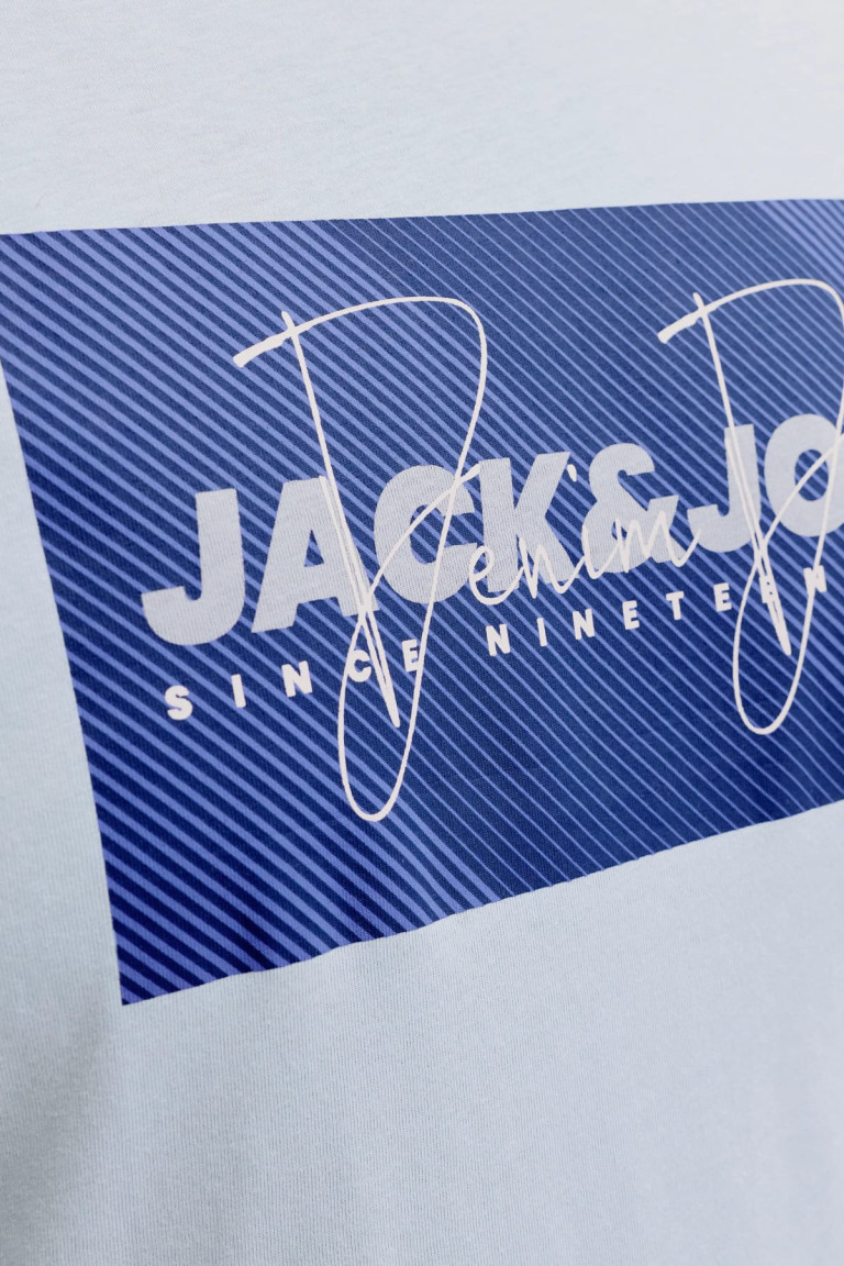 Футболка великого розміру з принтом JJCOLE Jack&Jones, блакитна