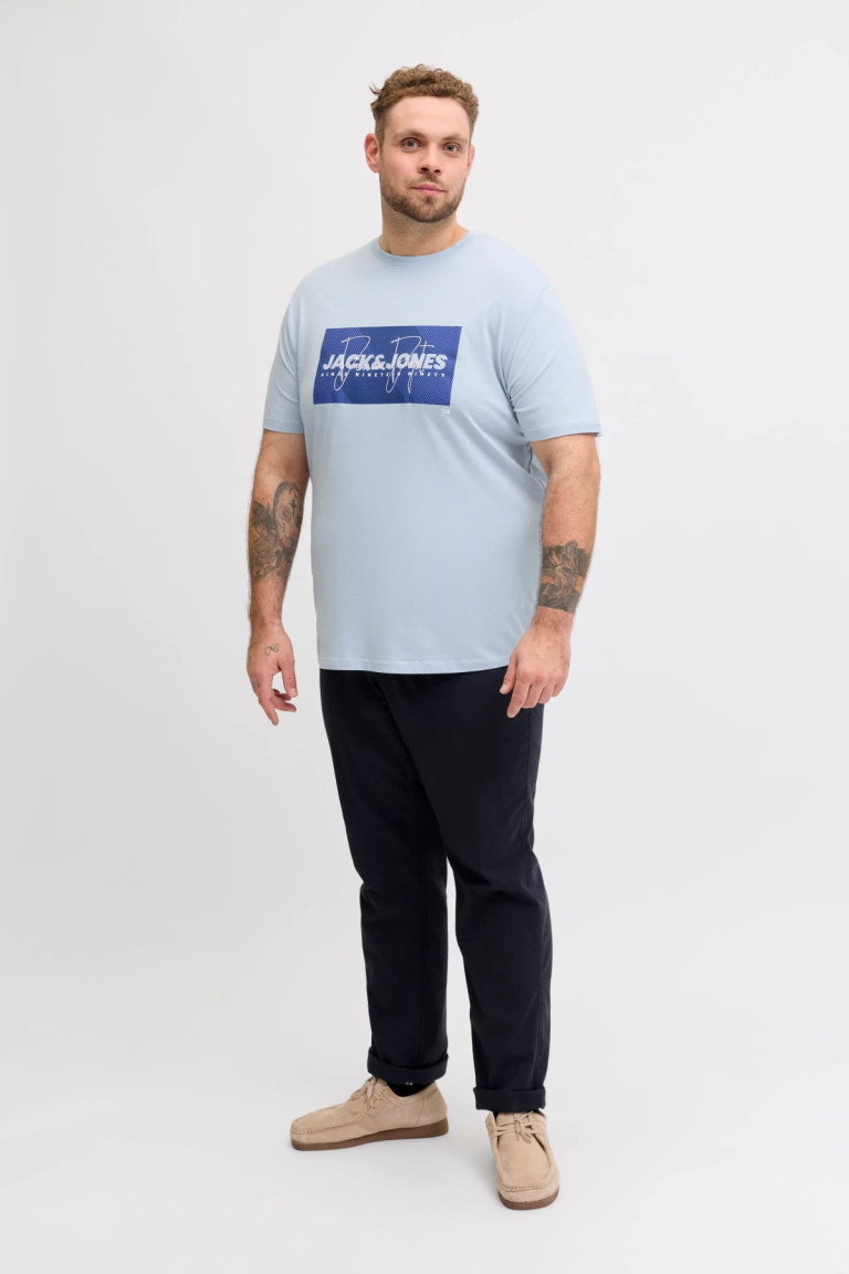 Футболка великого розміру з принтом JJCOLE Jack&Jones, блакитна