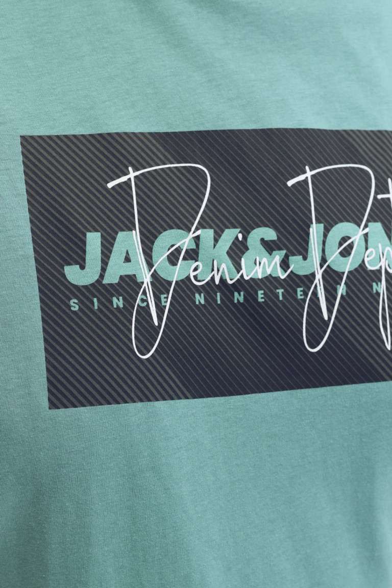 Футболка великого розміру з принтом JJCOLE Jack&Jones, бірюзова