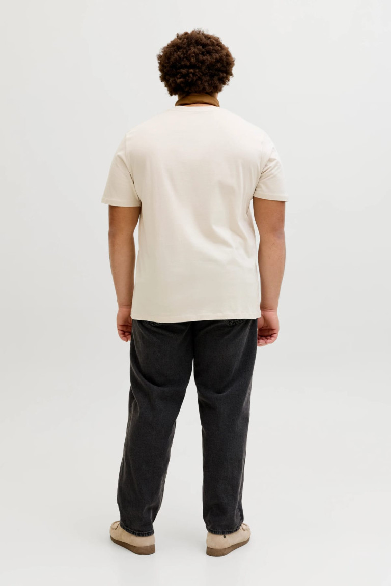 Футболка великого розміру Standard Fit з принтом Jack&Jones, молочна