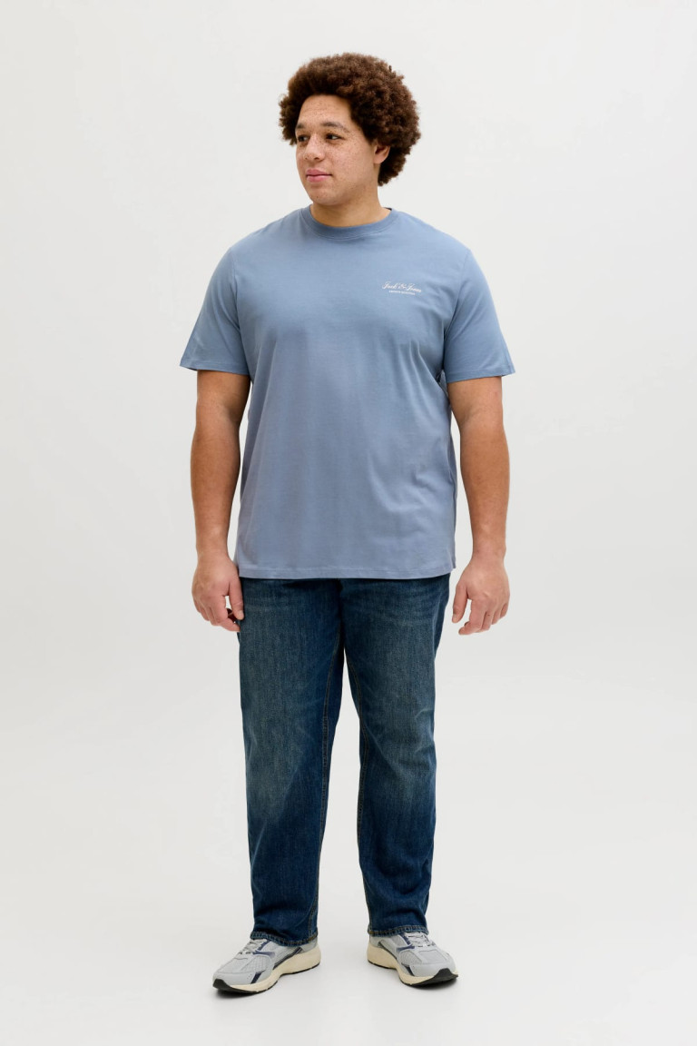 Футболка великого розміру Standard Fit з принтом Jack&Jones, блакитна