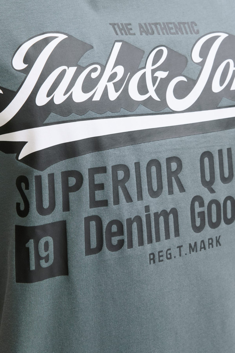 Футболка великого розміру Standard Fit з принтом Jack&Jones, сіра