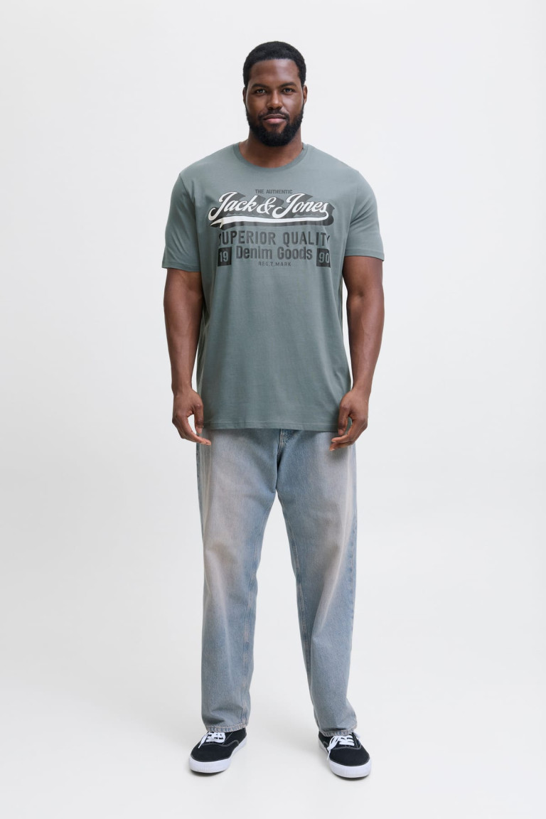 Футболка великого розміру Standard Fit з принтом Jack&Jones, сіра