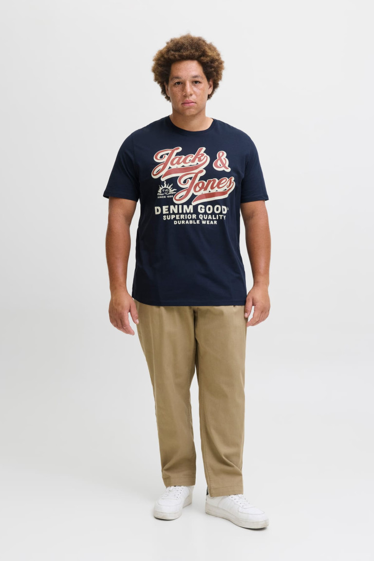 Футболка великого розміру Standard Fit з принтом Jack&Jones, темно-синя