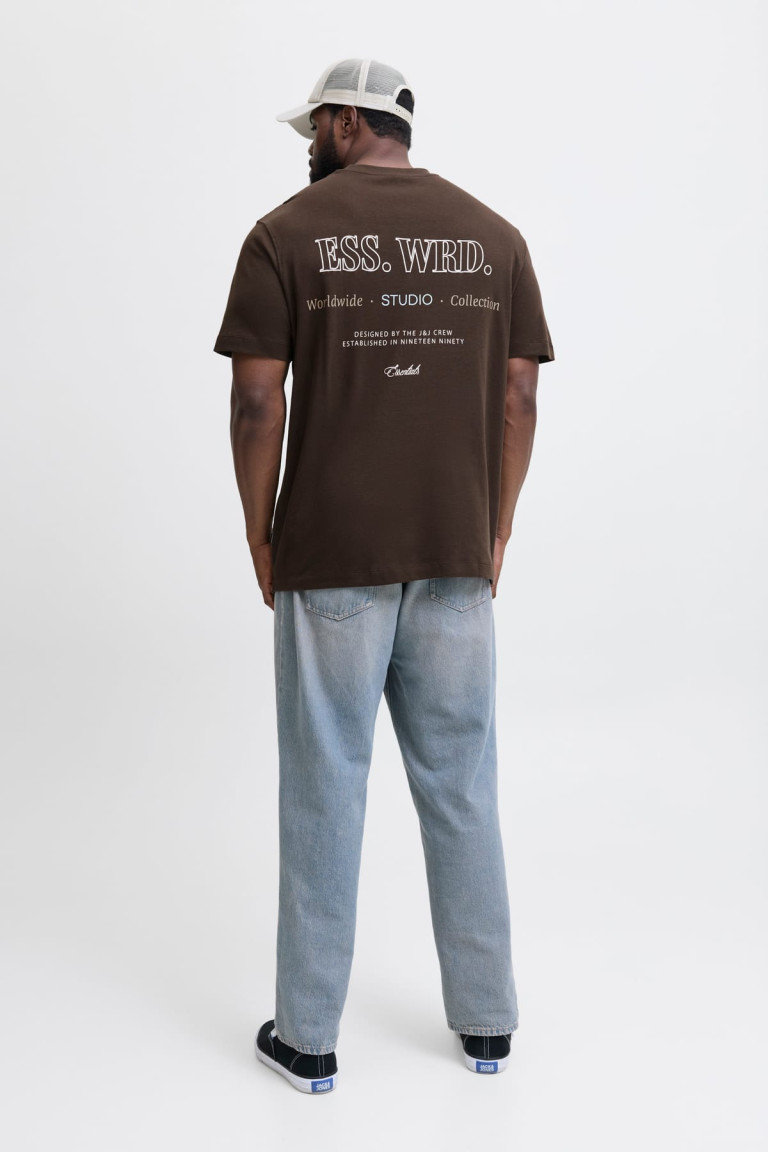 Футболка великого розміру Wide Fit Jack&Jones, коричнева