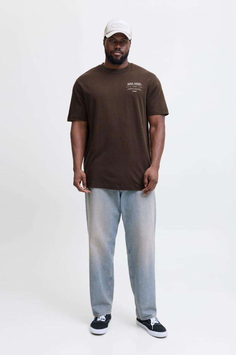 Футболка великого розміру Wide Fit Jack&Jones, коричнева